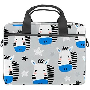 Cartoon Dier Zebra Gezicht Sterren Patroon Laptop Schouder Messenger Bag Crossbody Aktetas Messenger Sleeve voor 13 13.3 14.5 Inch Laptop Tablet Beschermen Tote Bag Case, Meerkleurig, 11x14.5x1.2in /28x36.8x3 cm