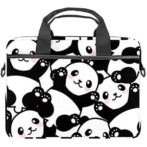 Leuke Dier Panda Patroon Laptop Schouder Messenger Bag Crossbody Aktetas Messenger Sleeve voor 13 13.3 14.5 Inch Laptop Tablet Beschermen Tote Bag Case, Meerkleurig, 11x14.5x1.2in /28x36.8x3 cm