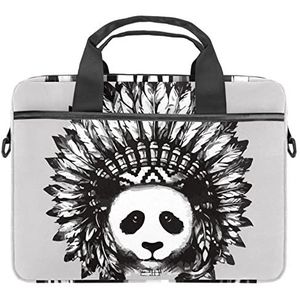 Leuke Panda met Indiase Tattoo Laptop Schouder Messenger Bag Crossbody Aktetas Messenger Sleeve voor 13 13.3 14.5 Inch Laptop Tablet Beschermen Tote Tas Case, Meerkleurig, 11x14.5x1.2in /28x36.8x3 cm