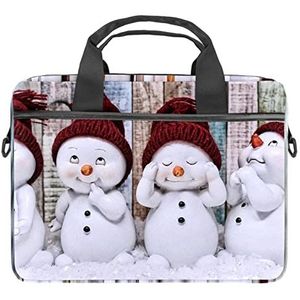 Leuke Sneeuwpop Winter Xmas Laptop Schouder Messenger Bag Crossbody Aktetas Messenger Sleeve voor 13 13.3 14.5 Inch Laptop Tablet Beschermen Tote Tas Case, Meerkleurig, 11x14.5x1.2in /28x36.8x3 cm