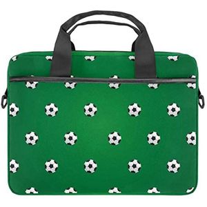 Voetbal Ballen Patroon Groene Laptop Schouder Messenger Bag Crossbody Aktetas Messenger Sleeve voor 13 13.3 14.5 Inch Laptop Tablet Beschermen Tote Bag Case, Meerkleurig, 11x14.5x1.2in /28x36.8x3 cm