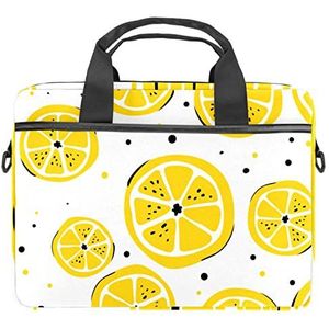 Fruit Citroen Patroon Geel Laptop Schouder Messenger Bag Crossbody Aktetas Messenger Sleeve voor 13 13.3 14.5 Inch Laptop Tablet Beschermen Tote Bag Case, Meerkleurig, 11x14.5x1.2in /28x36.8x3 cm