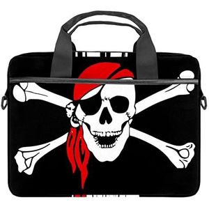 Piraat Grappige Schedel Laptop Schouder Messenger Bag Crossbody Aktetas Messenger Sleeve voor 13 13.3 14.5 Inch Laptop Tablet Beschermen Tote Bag Case, Meerkleurig, 11x14.5x1.2in /28x36.8x3 cm