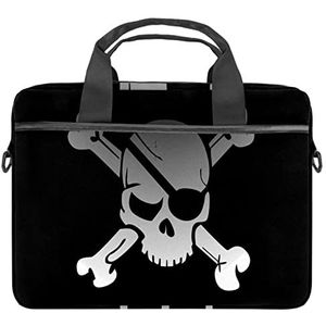 Schedel Cranium Piraat Laptop Schoudertas Crossbody Aktetas Messenger Sleeve voor 13 13.3 14.5 Inch Laptop Tablet Beschermen Tote Tas Case, Meerkleurig, 11x14.5x1.2in /28x36.8x3 cm