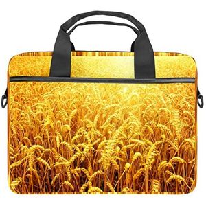 Herfst Geel Grain Oor Laptop Schouder Messenger Bag Crossbody Aktetas Messenger Sleeve voor 13 13.3 14.5 Inch Laptop Tablet Beschermen Tote Bag Case, Meerkleurig, 11x14.5x1.2in /28x36.8x3 cm