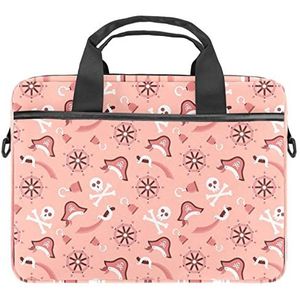 Roze Piraat Element Laptop Schouder Messenger Bag Crossbody Aktetas Messenger Sleeve voor 13 13.3 14.5 Inch Laptop Tablet Beschermen Tote Bag Case, Meerkleurig, 11x14.5x1.2in /28x36.8x3 cm