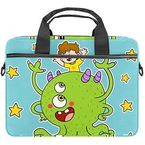 Grappige Cartoon Kids met Monster Stars Laptop Schouder Messenger Bag Crossbody Aktetas Messenger Sleeve voor 13 13.3 14.5 Inch Laptop Tablet Beschermen Tote Bag Case, Meerkleurig, 11x14.5x1.2in /28x36.8x3 cm