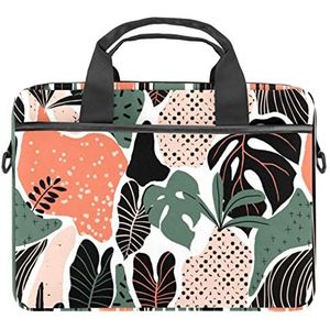 Kleurrijke Tropische Plant Bladeren Laptop Schouder Messenger Bag Crossbody Aktetas Messenger Sleeve voor 13 13.3 14.5 Inch Laptop Tablet Beschermen Tote Bag Case, Meerkleurig, 11x14.5x1.2in /28x36.8x3 cm