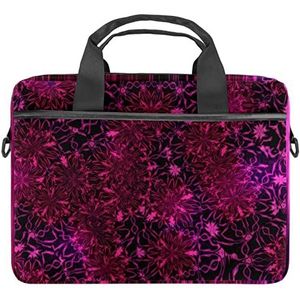 Retro Bloem Patroon Roze Rose Laptop Schouder Messenger Bag Crossbody Aktetas Messenger Sleeve voor 13 13.3 14.5 Inch Laptop Tablet Beschermen Tote Tas Case, Meerkleurig, 11x14.5x1.2in /28x36.8x3 cm