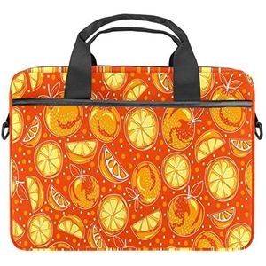 Geel Oranje Clementine Patroon Laptop Schouder Messenger Bag Crossbody Aktetas Messenger Sleeve voor 13 13.3 14.5 Inch Laptop Tablet Beschermen Tote Bag Case, Meerkleurig, 11x14.5x1.2in /28x36.8x3 cm