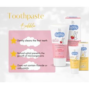 Baby Tandpasta Aardbei – grootverpakking - 3 x 50 ml | Vanaf 6 maanden | Veilig bij inslikken | Zonder fluoride