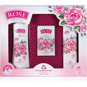Rose Original Gift set | Cadeauset - reinigingsmelk + handcrème + parfum roll-on | Rozen cosmetica met 100% natuurlijke Bulgaarse rozenolie en rozenwater | Moederdag cadeau