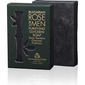 Purifying glycerin soap Rose For Men | Handgemaakte glycerinezeep voor mannen voor lichaam en haar met houtskool en 100% natuurlijke Bulgaarse rozenwater