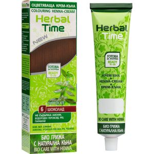Herbal Time Chocolate #6 - Natuurlijke Henna Haarverf Zonder Ammoniak, PPD, Peroxide, Waterstofperoxide