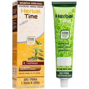 Herbal Time Henna Crèmespoeling - Natuurlijke Conditioner Zonder Ammoniak, Ammonia, PPD, PTD, Peroxide - Zonder Kleur/Geur