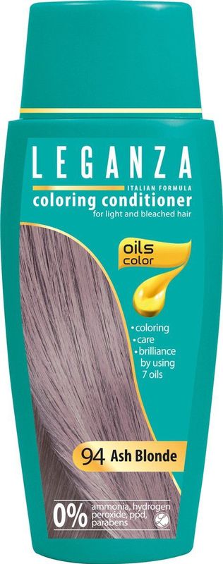 Leganza Coloring Conditioner Ash Blonde - Semi-Permanente Haarkleuring Asgrijs Blond - Natuurlijke Oliën - Zonder Ammoniak - 150ml