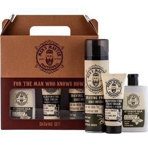 Men's Master Shaving Set - Giftset met Aftershave Balm + Gezichtscrème + Scheerschuim