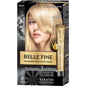 Belle`Fine No.8.1 licht asblond Haarkleur Crème met Keratine, Argan, Amandel en Olijfolie
