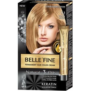 Belle`Fine No.9.3 honing amber haarkleur crème met Keratine, Argan, amandel en olijfolie