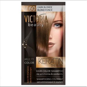 Victoria Beauty - Color Shampoo voor gekleurd haar met keratine, kleurende was, kleurshampoo zonder ammoniak en oxidanten, donkerblonde kleur nr. 60 (6 x 40 ml)