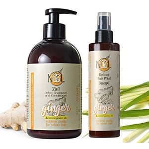 NGGL Vegan Detoxifying and Purifying 2-in-1 shampoo & conditioner 500 ml en Hair Mist UV Shampoo 200 ml met geminger extract en citroenggrasolie
