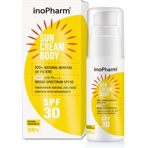 InoPharm Suncream SPF30 - Minerale Zonnebrand - 100% Natuurlijke Minerale UV Filters met Antioxidanten