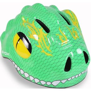 Byox - Dino - Kinderhelm - Groen - Veiligheidsriempje - LED Lampje