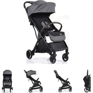 Cangaroo Kinderwagen Buggy Easy Fold aluminium zonnedak verstelbaar, opvouwbaar, mand, kleur: grijs