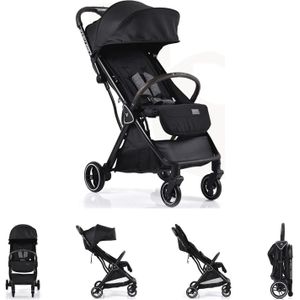 Cangaroo Kinderwagen Buggy Easy Fold aluminium zonnedak verstelbaar, opvouwbaar, mand, kleur: zwart