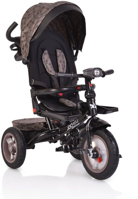 Tricycle, Dreirad Jockey Gummireifen Musik Sitz drehbar Schubstange verstellbar beige