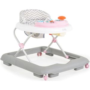 GOPLUS 4-in-1 babyloophulp, loopwagen, in hoogte verstelbaar met licht en muziek, babywalker autovormig met instelbare snelheid, loopvrij voor kinderen vanaf 6 maanden, grijs