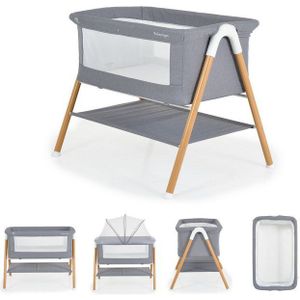Moni - Kalinihta - Premium Wieg - Grijs-Naturel - Hout-Look Frame