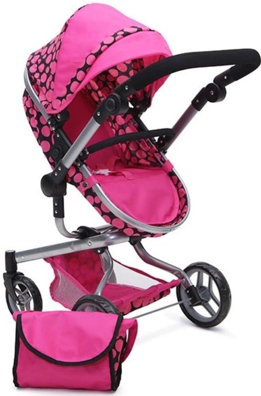 Puppenwagen Bella 9695 Puppenkorb Sonnendach und Schiebegriff verstellbar Tasche