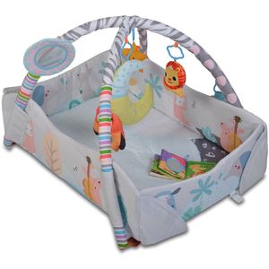 Moni Spielcenter 2-in-1 oase kruipdeken kussen speelboog speelgoed ballenbad, kleur: grijs