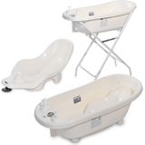 Lorelli Babybadewannen-Set Babybadewanne 88 cm Badesitz Badewannenständer Ablauf weiß