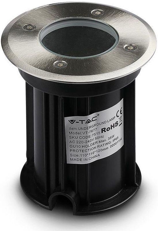 GU10 Ondergrondse Fitting - Zwart - Roestvrijstaal