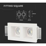 Gipsfitting - Vierkant - Wit - Inbouwarmatuur - 1x2