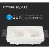 Gipsfitting - Vierkant - Wit - Inbouwarmatuur - 1x2
