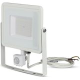 VT-50-S 50W SMD PIR SENSOR FLOODLIGHT WITH SAMSUNG CHIP COLORCODE:4000K WHITE BODY WHITE GLASS