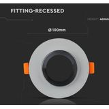 V-TAC VT-862 LED Inbouwspot - Grijs - Gipsen Behuizing - GU10 Fitting