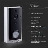 Smart Video Doorbell - Zwart - Draadloos - Oplaadbare Batterijen