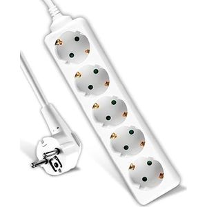 V-TAC VT-1105-2 5Ways Socket (3G1.5mm2 X 1.5M) Polybag met kort wit