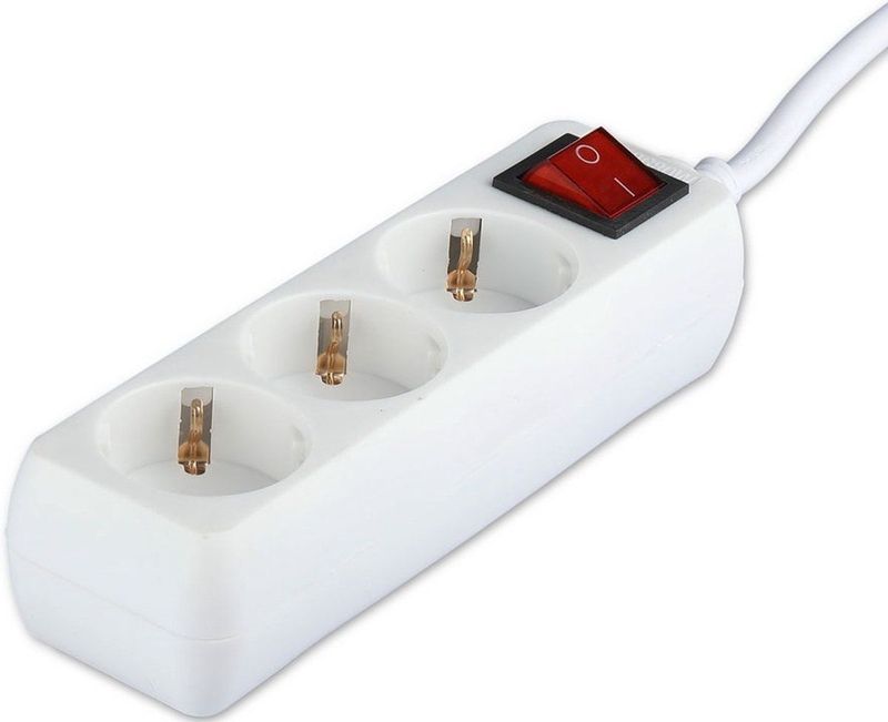 Stopcontact - 3-Wegs Stekkerdoos - Met Schakelaar - Wit - Kunststof