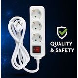 Stekkerdoos - Wit - 3 Stopcontacten - 5 Meter Kabel - Veiligheidsluiken