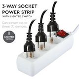 Stekkerdoos - Wit - 3 Stopcontacten - 5 Meter Kabel - Veiligheidsluiken