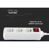 Stekkerdoos - Wit - 3 Stopcontacten - 5 Meter Kabel - Veiligheidsluiken