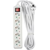 Stekkerdoos - Wit - 5 Voudige - 5 Meter Kabel - Met Schakelaar