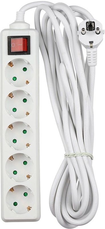 Stekkerdoos - Wit - 5 Voudige - 5 Meter Kabel - Met Schakelaar