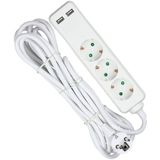 Stekkerdozen - Wit - 3-Weg Socket - 2 USB Poorten