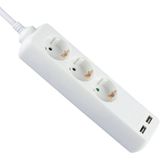 Stekkerdozen - Wit - 3-Weg Socket - 2 USB Poorten